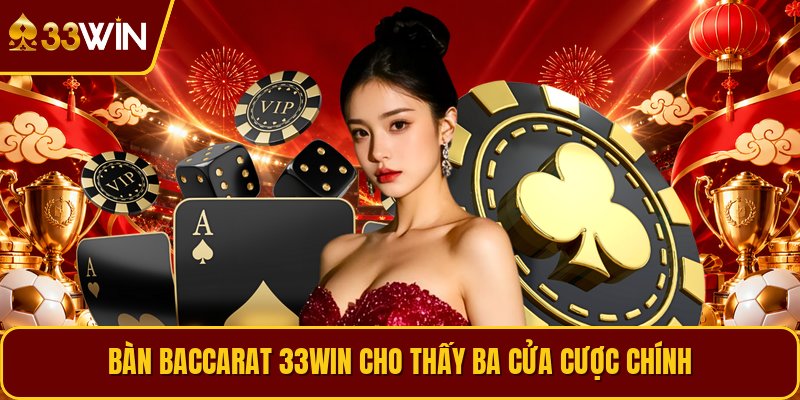 Bàn baccarat 33win cho thấy ba cửa cược chính
